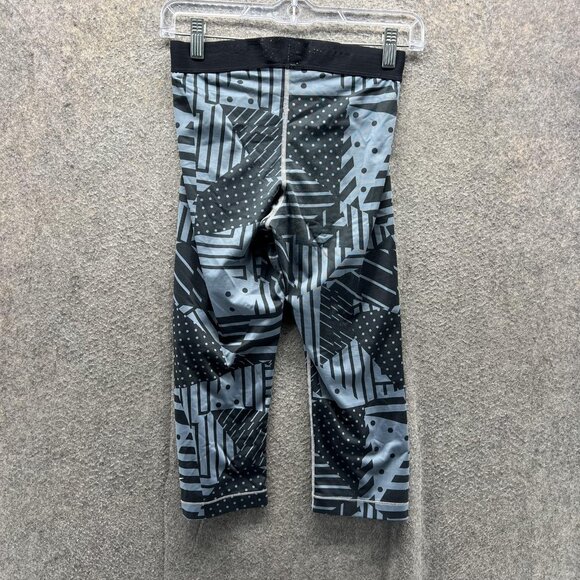 Nike Pro Pants Womens Small Black Gray Dri-FIT 3/4 Compression Leggings Athletic - Picture 2 of 11